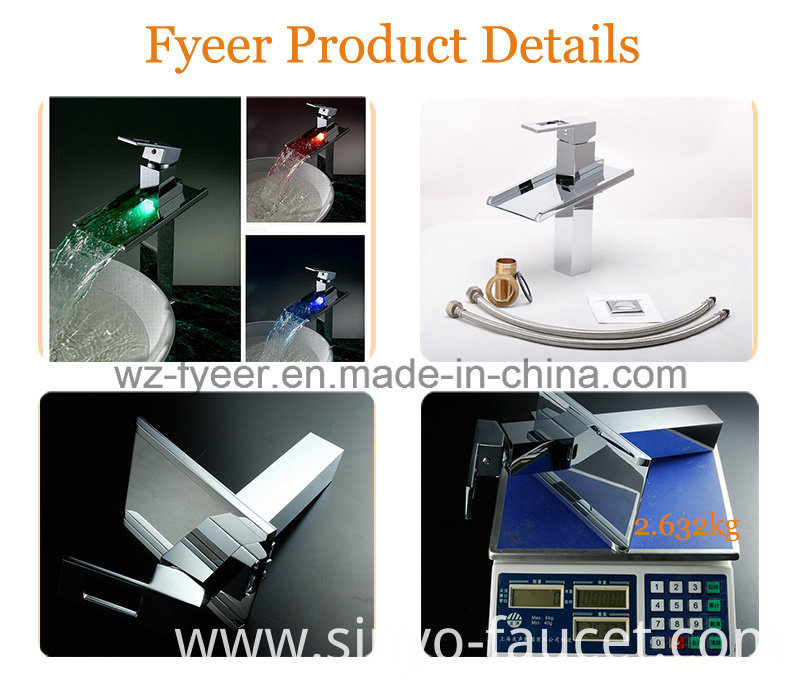 2015 New Waterfall 3 Color LED Vessel Tap Faucet (FD15053HF)